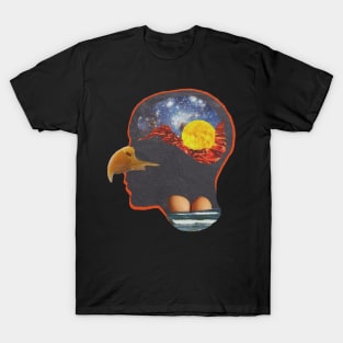 Weird collage head with beak T-Shirt